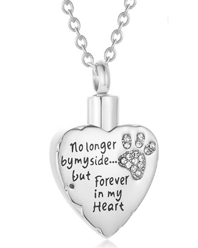Heart-Shaped Pet Ash Necklace with Birthstone & Perfume Bottle