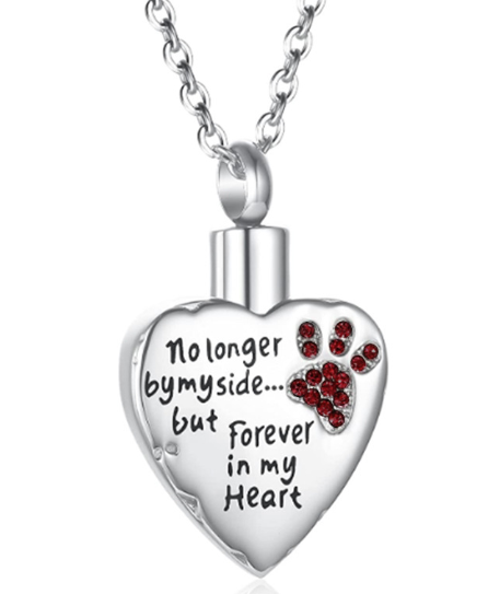 Heart-Shaped Pet Ash Necklace with Birthstone & Perfume Bottle