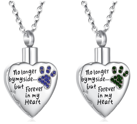 Heart-Shaped Pet Ash Necklace with Birthstone & Perfume Bottle